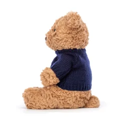 Jellycat Bartholomew Bear with Personalised Navy Jumper< All Soft Toys|Bartholomew Bear & Friends