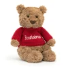 Jellycat Bartholomew Bear with Personalised Red Jumper< All Soft Toys|Bartholomew Bear & Friends