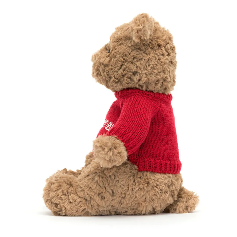 Jellycat Bartholomew Bear with Personalised Red Jumper< All Soft Toys|Bartholomew Bear & Friends