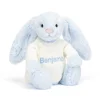 Jellycat Bashful Blue Bunny with Personalised Cream Jumper< All Soft Toys|Bashful Bunnies
