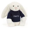 Jellycat Bashful Cream Bunny with Personalised Navy Jumper< All Soft Toys|Bashful Bunnies