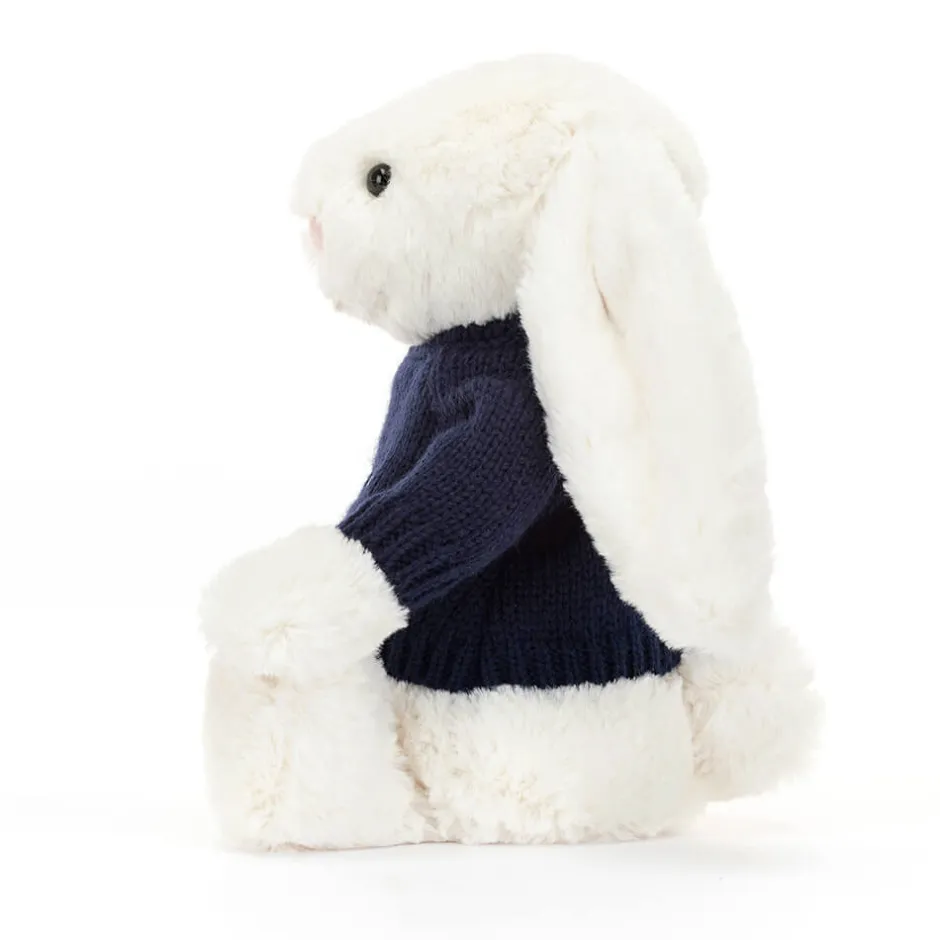 Jellycat Bashful Cream Bunny with Personalised Navy Jumper< All Soft Toys|Bashful Bunnies
