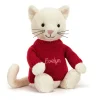Jellycat Bashful Cream Kitten with Personalised Red Jumper< All Soft Toys|All Bashfuls