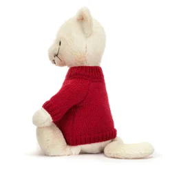 Jellycat Bashful Cream Kitten with Personalised Red Jumper< All Soft Toys|All Bashfuls