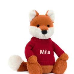 Jellycat Bashful Fox Cub with Personalised Red Jumper< All Soft Toys|All Bashfuls