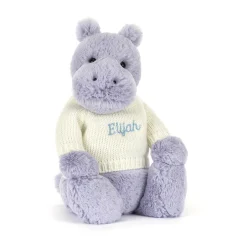 Jellycat Bashful Hippo with Personalised Cream Jumper< All Soft Toys|All Bashfuls