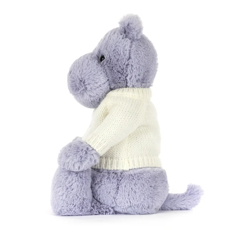 Jellycat Bashful Hippo with Personalised Cream Jumper< All Soft Toys|All Bashfuls