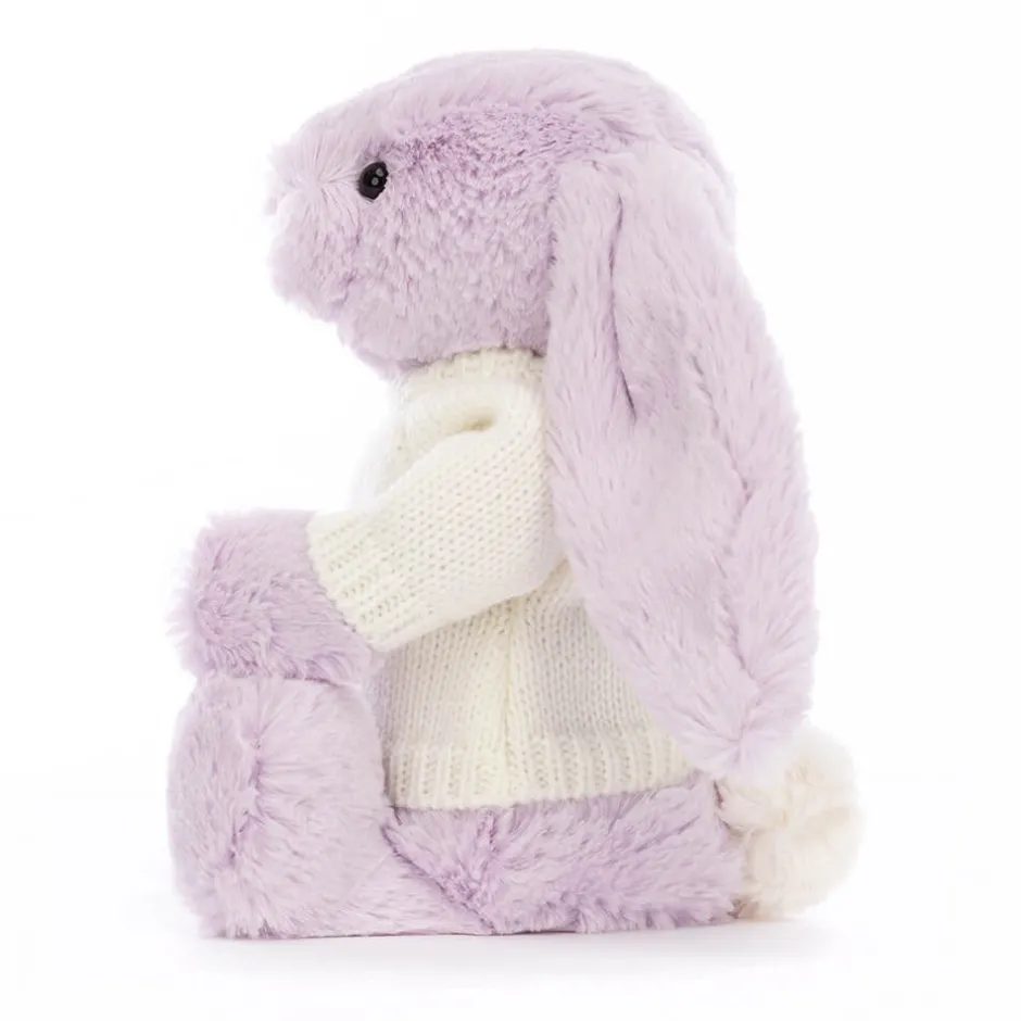 Jellycat Bashful Lilac Bunny with Personalised Cream Jumper< All Soft Toys|Bashful Bunnies