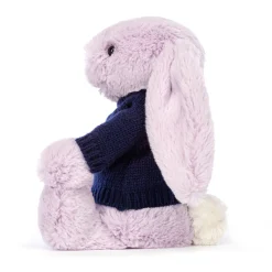 Jellycat Bashful Lilac Bunny with Personalised Navy Jumper< All Soft Toys|Bashful Bunnies