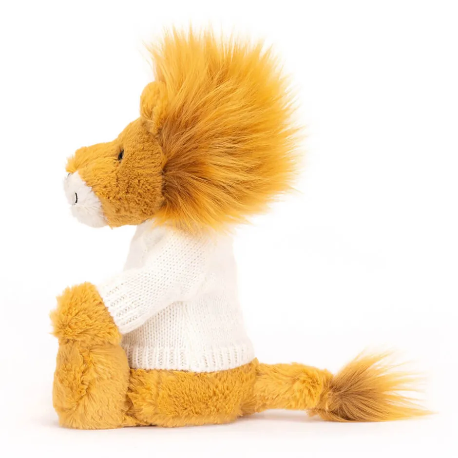 Jellycat Bashful Lion with Personalised Cream Jumper< All Soft Toys|All Bashfuls