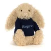 Jellycat Bashful Luxe Bunny Curly with Personalised Navy Jumper< All Soft Toys|Bashful Bunnies
