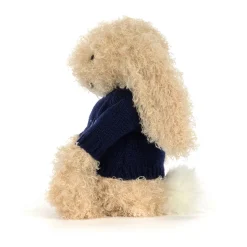 Jellycat Bashful Luxe Bunny Curly with Personalised Navy Jumper< All Soft Toys|Bashful Bunnies