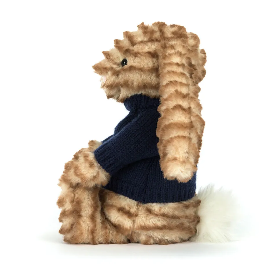 Jellycat Bashful Luxe Bunny Juniper with Personalised Navy Jumper< All Soft Toys|View All