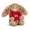 Jellycat Bashful Luxe Bunny Juniper with Personalised Red Jumper< All Soft Toys|View All