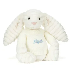 Jellycat Bashful Luxe Bunny Nimbus with Personalised Cream Jumper< All Soft Toys|View All