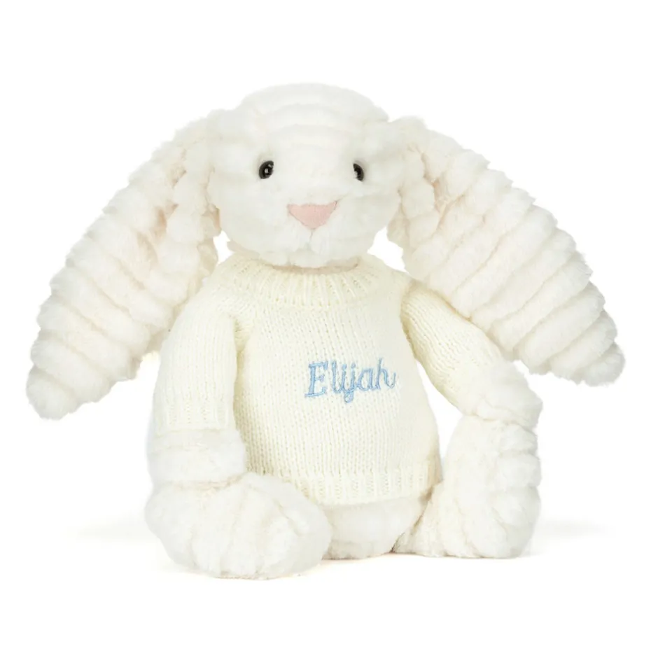 Jellycat Bashful Luxe Bunny Nimbus with Personalised Cream Jumper< All Soft Toys|View All