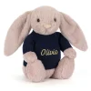 Jellycat Bashful Luxe Bunny Rosa with Personalised Navy Jumper< All Soft Toys|Bashful Bunnies