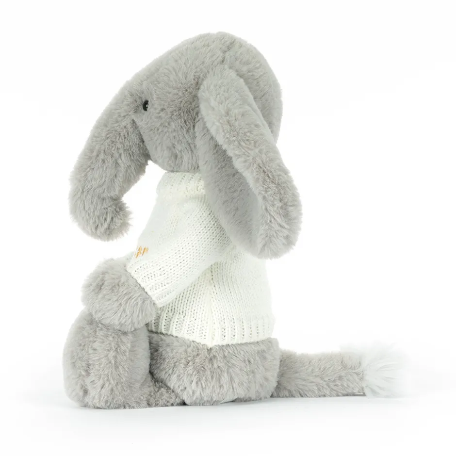 Jellycat Bashful Luxe Elephant Thuddeus with Personalised Cream Jumper< All Soft Toys|All Bashfuls