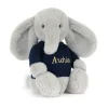 Jellycat Bashful Luxe Elephant Thuddeus with Personalised Navy Jumper< All Soft Toys|All Bashfuls