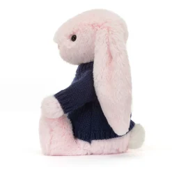 Jellycat Bashful Pink Bunny with Personalised Navy Jumper< All Soft Toys|Bashful Bunnies