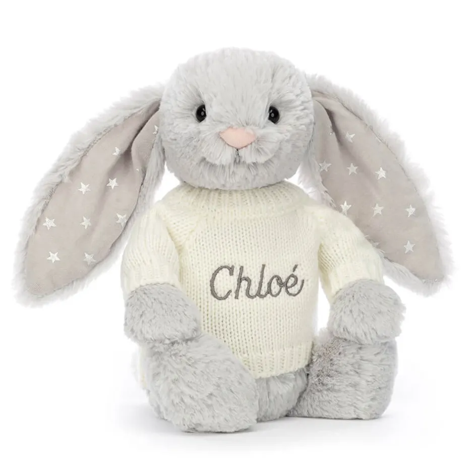 Jellycat Bashful Shimmer Bunny with Personalised Cream Jumper< All Soft Toys|Bashful Bunnies