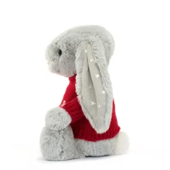 Jellycat Bashful Shimmer Bunny with Personalised Red Jumper< All Soft Toys|Bashful Bunnies