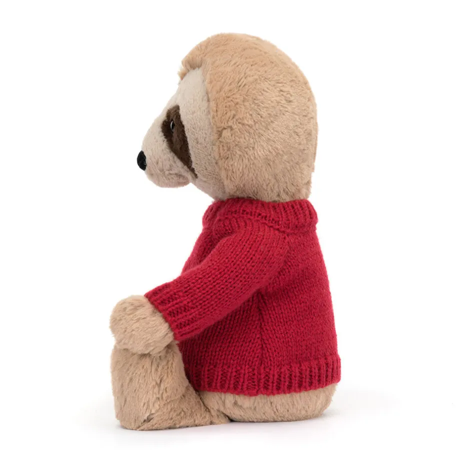 Jellycat Bashful Sloth with Personalised Red Jumper< All Soft Toys|All Bashfuls