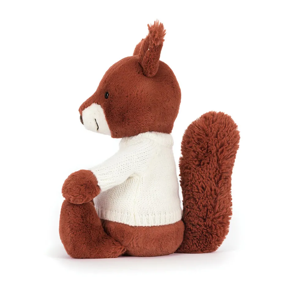 Jellycat Bashful Squirrel with Personalised Cream Jumper< All Soft Toys|All Bashfuls