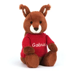Jellycat Bashful Squirrel with Personalised Red Jumper< All Soft Toys|All Bashfuls