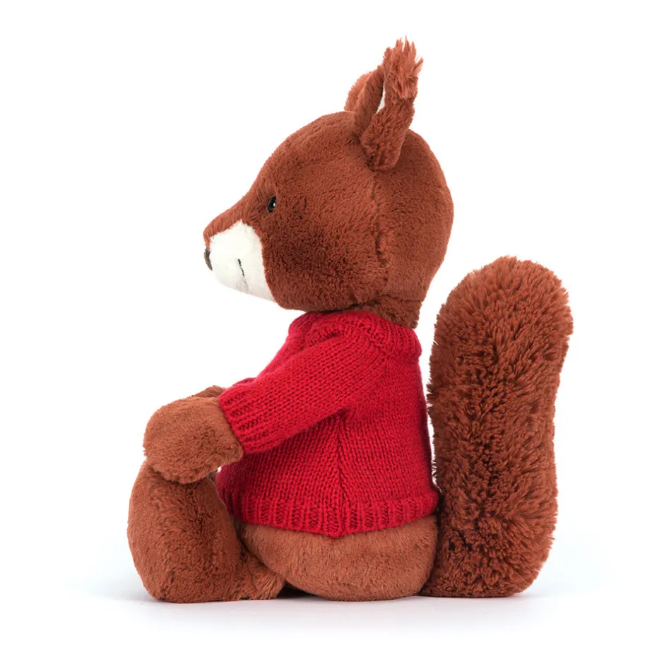 Jellycat Bashful Squirrel with Personalised Red Jumper< All Soft Toys|All Bashfuls