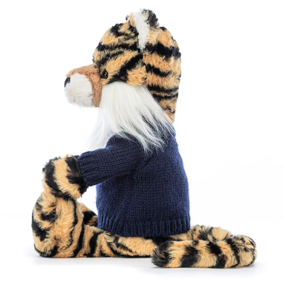 Jellycat Bashful Tiger with Personalised Navy Jumper< All Soft Toys|All Bashfuls