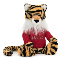 Jellycat Bashful Tiger with Personalised Red Jumper< All Soft Toys|All Bashfuls