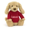 Jellycat Bashful Toffee Puppy with Personalised Red Jumper< All Soft Toys|All Bashfuls