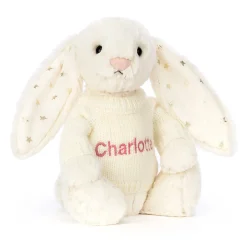 Jellycat Bashful Twinkle Bunny with Personalised Cream Jumper< All Soft Toys|Bashful Bunnies