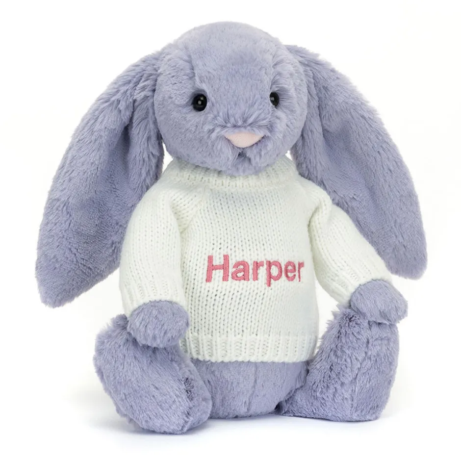 Jellycat Bashful Viola Bunny with Personalised Cream Jumper< All Soft Toys|Bashful Bunnies