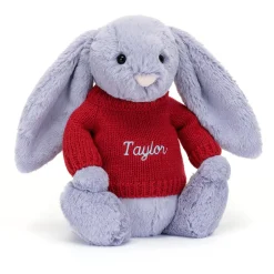 Jellycat Bashful Viola Bunny with Personalised Red Jumper< All Soft Toys|Bashful Bunnies