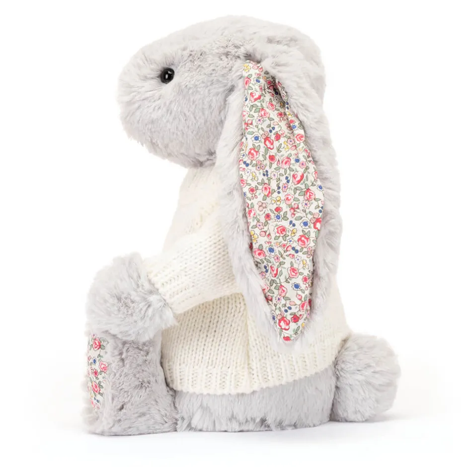 Jellycat Blossom Silver Bunny with Personalised Cream Jumper< All Soft Toys|Bashful Bunnies