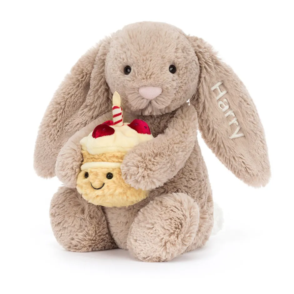 Jellycat Personalised Bashful Beige Bunny 'Birthday'< All Soft Toys|Bashful Bunnies