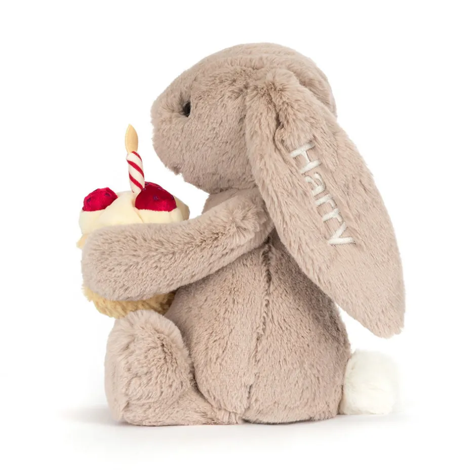 Jellycat Personalised Bashful Beige Bunny 'Birthday'< All Soft Toys|Bashful Bunnies