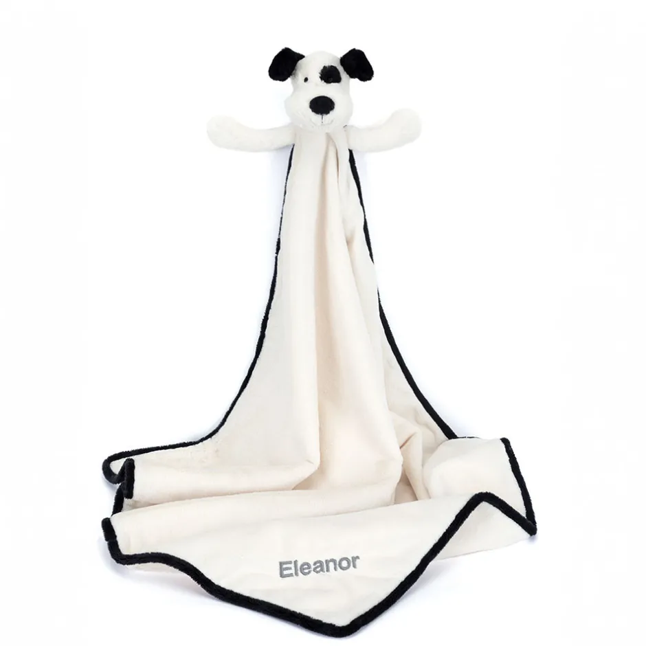 Jellycat Personalised Bashful Black & Cream Puppy Blankie< All Bashfuls|View All