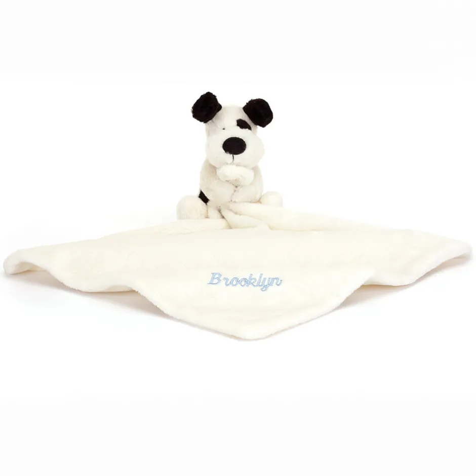 Jellycat Personalised Bashful Black & Cream Puppy Soother< All Bashfuls|View All