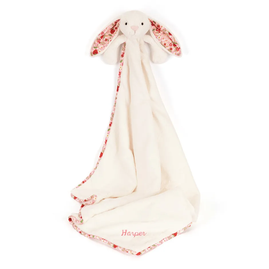Jellycat Personalised Blossom Cream Bunny 'Berry' Blankie< Bashful Bunnies|All Bashfuls