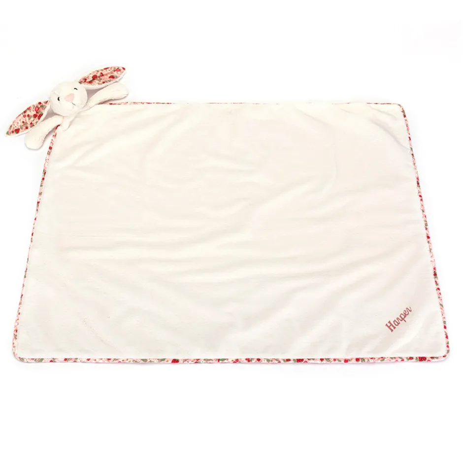 Jellycat Personalised Blossom Cream Bunny 'Berry' Blankie< Bashful Bunnies|All Bashfuls